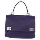 PRADA Hand Bag Leather Purple Silver Auth ka6163-3