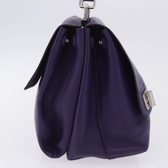 PRADA Hand Bag Leather Purple Silver Auth ka6163