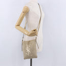 SAINT LAURENT Shoulder Bag Canvas Beige Gold Tone Auth ka6165-23