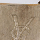 SAINT LAURENT Shoulder Bag Canvas Beige Gold Tone Auth ka6165-2