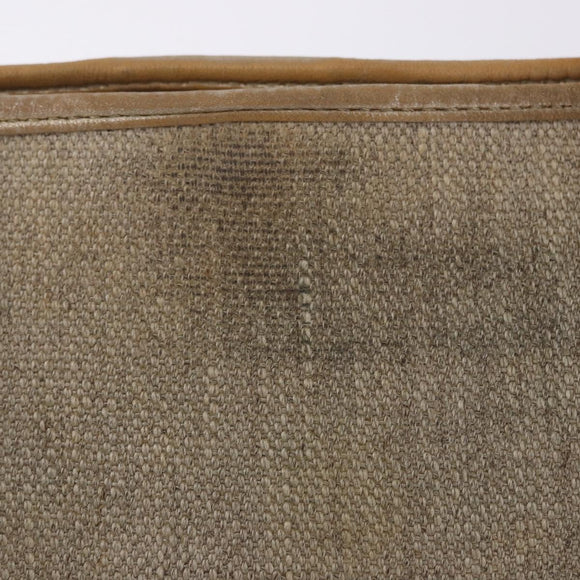 SAINT LAURENT Shoulder Bag Canvas Beige Gold Tone Auth ka6165