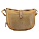 LOEWE Shoulder Bag Leather Beige Gold Tone Auth ka6169-13