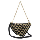 PRADA Triangle Hand Bag Canvas Leather 2way Beige Black 1BC176 Auth ka6170M-1