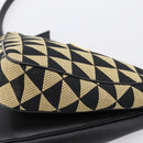 PRADA Triangle Hand Bag Canvas Leather 2way Beige Black 1BC176 Auth ka6170M-15