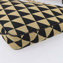 PRADA Triangle Hand Bag Canvas Leather 2way Beige Black 1BC176 Auth ka6170M-17