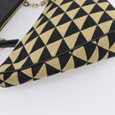 PRADA Triangle Hand Bag Canvas Leather 2way Beige Black 1BC176 Auth ka6170M-18