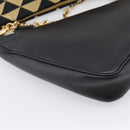 PRADA Triangle Hand Bag Canvas Leather 2way Beige Black 1BC176 Auth ka6170M-22