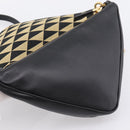 PRADA Triangle Hand Bag Canvas Leather 2way Beige Black 1BC176 Auth ka6170M-23