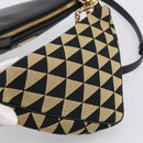 PRADA Triangle Hand Bag Canvas Leather 2way Beige Black 1BC176 Auth ka6170M-24