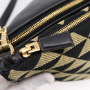PRADA Triangle Hand Bag Canvas Leather 2way Beige Black 1BC176 Auth ka6170M-26