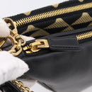 PRADA Triangle Hand Bag Canvas Leather 2way Beige Black 1BC176 Auth ka6170M-30