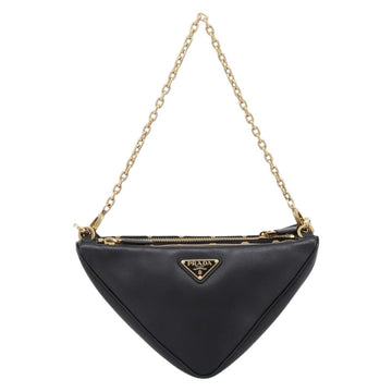 PRADA Triangle Hand Bag Canvas Leather 2way Beige Black 1BC176 Auth ka6170M - 0