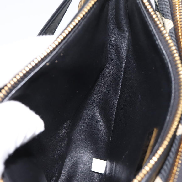 PRADA Triangle Hand Bag Canvas Leather 2way Beige Black 1BC176 Auth ka6170M