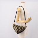 PRADA Triangle Hand Bag Canvas Leather 2way Beige Black 1BC176 Auth ka6170M-36