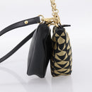PRADA Triangle Hand Bag Canvas Leather 2way Beige Black 1BC176 Auth ka6170M-3
