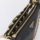 PRADA Triangle Hand Bag Canvas Leather 2way Beige Black 1BC176 Auth ka6170M-6