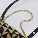 PRADA Triangle Hand Bag Canvas Leather 2way Beige Black 1BC176 Auth ka6170M-8