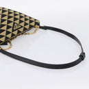 PRADA Triangle Hand Bag Canvas Leather 2way Beige Black 1BC176 Auth ka6170M-9