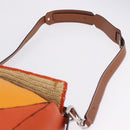 LOEWE Puzzle Bag Hand Bag Raffia Leather 2way Beige Silver Auth ka6171M-15