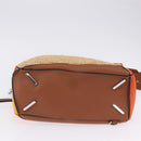 LOEWE Puzzle Bag Hand Bag Raffia Leather 2way Beige Silver Auth ka6171M-5