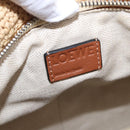 LOEWE Puzzle Bag Hand Bag Raffia Leather 2way Beige Silver Auth ka6171M-24