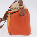 LOEWE Puzzle Bag Hand Bag Raffia Leather 2way Beige Silver Auth ka6171M-3