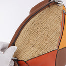 LOEWE Puzzle Bag Hand Bag Raffia Leather 2way Beige Silver Auth ka6171M-7