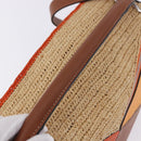 LOEWE Puzzle Bag Hand Bag Raffia Leather 2way Beige Silver Auth ka6171M-8