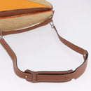 LOEWE Puzzle Bag Hand Bag Raffia Leather 2way Beige Silver Auth ka6171M-9
