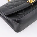 CHANEL Diana Chain Shoulder Bag Lamb Skin Black Gold Tone CC Auth ka6172SAV-11