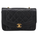 CHANEL Diana Chain Shoulder Bag Lamb Skin Black Gold Tone CC Auth ka6172SAV-2