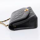 CHANEL Diana Chain Shoulder Bag Lamb Skin Black Gold Tone CC Auth ka6172SAV-4