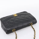 CHANEL Diana Chain Shoulder Bag Lamb Skin Black Gold Tone CC Auth ka6172SAV-6
