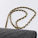 CHANEL Diana Chain Shoulder Bag Lamb Skin Black Gold Tone CC Auth ka6172SAV-8