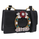 Miu Miu Shoulder Bag Leather Black Gold Tone Auth ka6173M-1