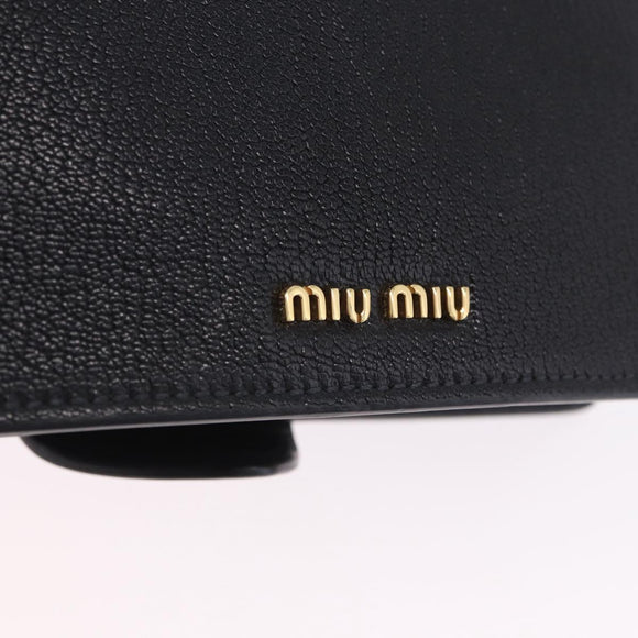 Miu Miu Shoulder Bag Leather Black Gold Tone Auth ka6173M