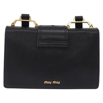Miu Miu Shoulder Bag Leather Black Gold Tone Auth ka6173M - 0