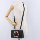 Miu Miu Shoulder Bag Leather Black Gold Tone Auth ka6173M-36