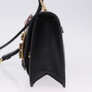 Miu Miu Shoulder Bag Leather Black Gold Tone Auth ka6173M-4