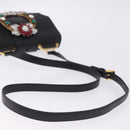Miu Miu Shoulder Bag Leather Black Gold Tone Auth ka6173M-8