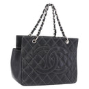 CHANEL Matelasse Chain Hand Bag Leather Black Silver CC Auth ka6174SAV-1