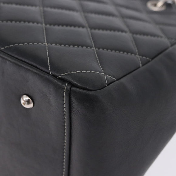CHANEL Matelasse Chain Hand Bag Leather Black Silver CC Auth ka6174SAV