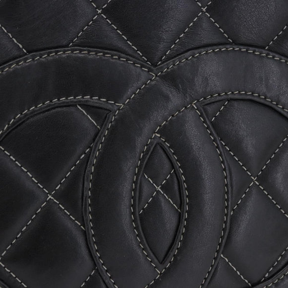 CHANEL Matelasse Chain Hand Bag Leather Black Silver CC Auth ka6174SAV
