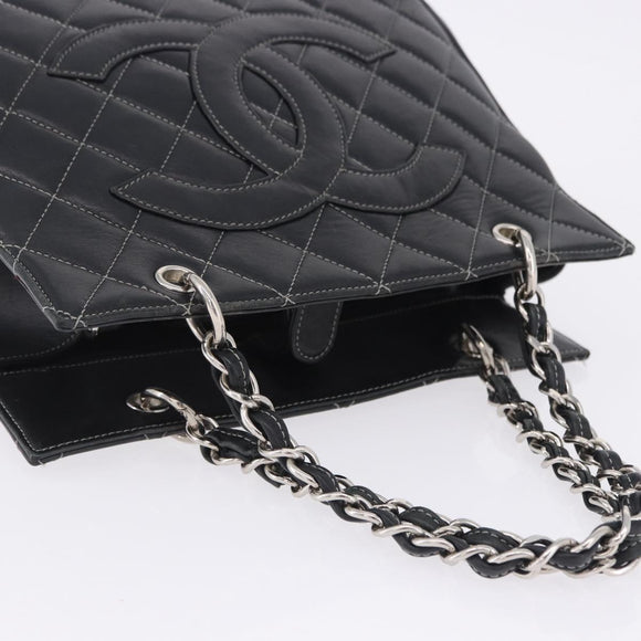 CHANEL Matelasse Chain Hand Bag Leather Black Silver CC Auth ka6174SAV