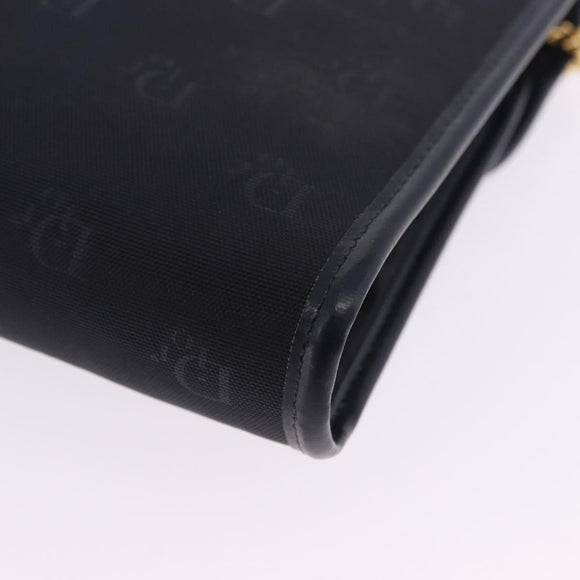 Christian Dior Chain Shoulder Bag Canvas Black Gold Tone Auth ka6175