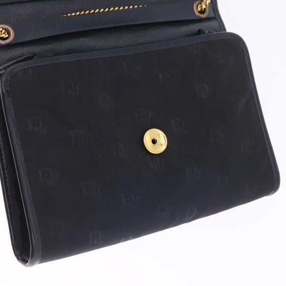Christian Dior Chain Shoulder Bag Canvas Black Gold Tone Auth ka6175