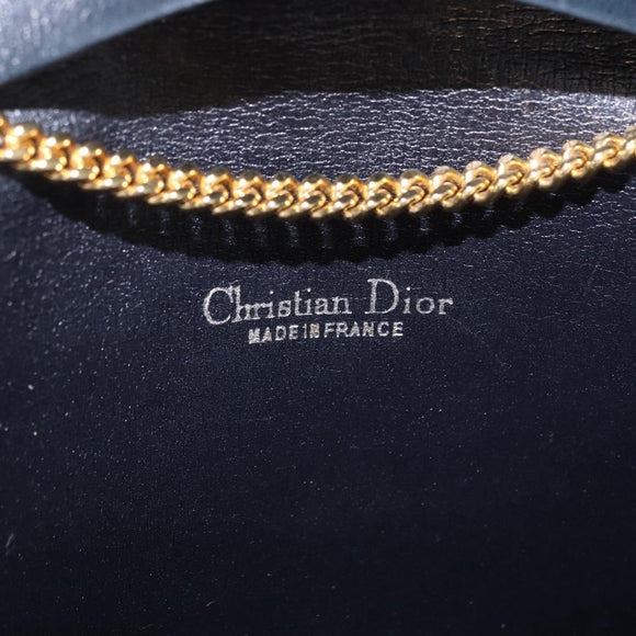 Christian Dior Chain Shoulder Bag Canvas Black Gold Tone Auth ka6175