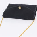 Christian Dior Chain Shoulder Bag Canvas Black Gold Tone Auth ka6175-6