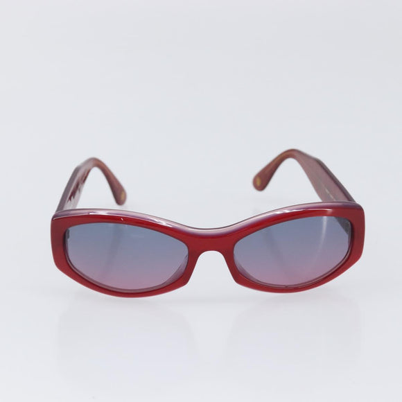 CHANEL Sunglasses Plastic Red Gold Tone CC Auth ka6179