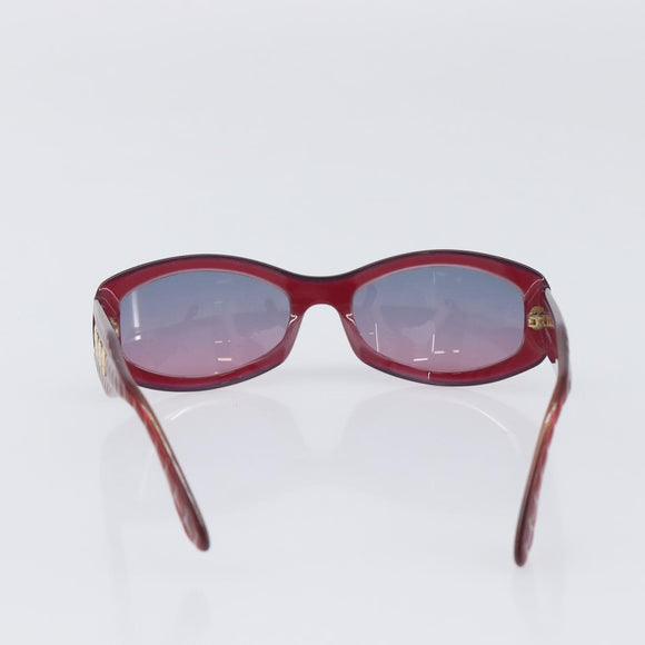 CHANEL Sunglasses Plastic Red Gold Tone CC Auth ka6179